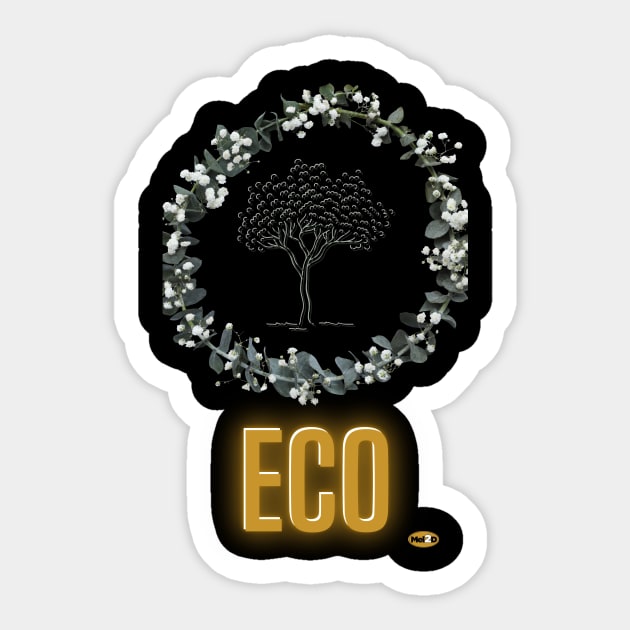 Mel2D - T-Shirt Eco golden and tree white. Sticker by Mel2D